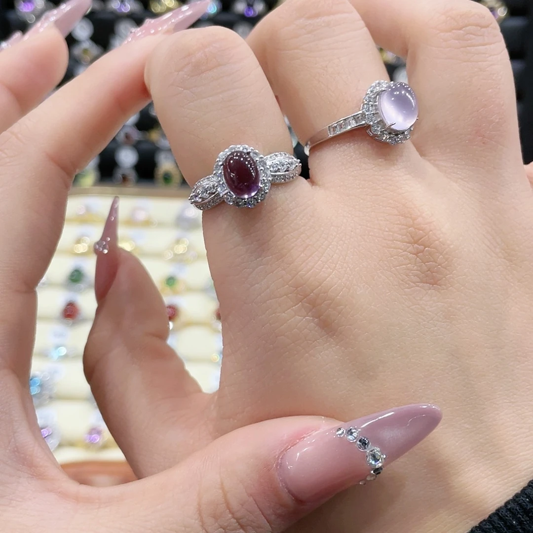 紫晶戒指银S925镶嵌戒指