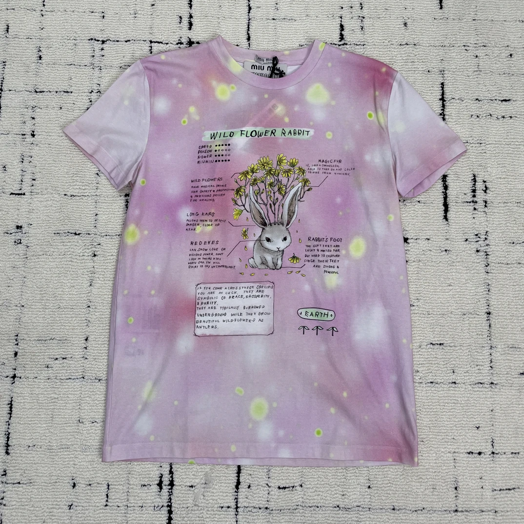 99新 MIU MIU/缪缪 粉色渲染短袖 S码 1308