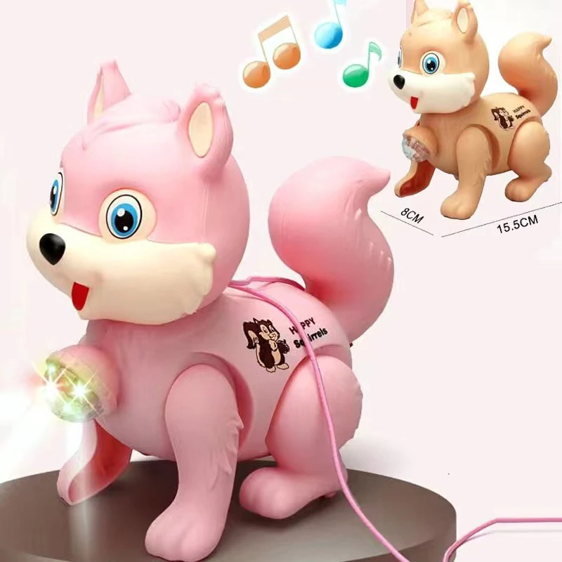 【送9节电池】电动音乐松鼠会走路卡通松鼠男孩女孩礼物带灯光