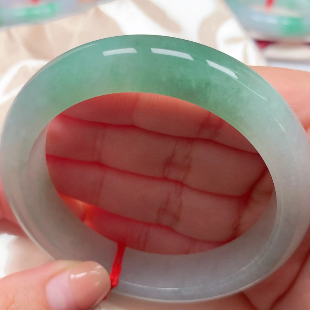 翡翠未镶嵌手镯20宽版冰绿