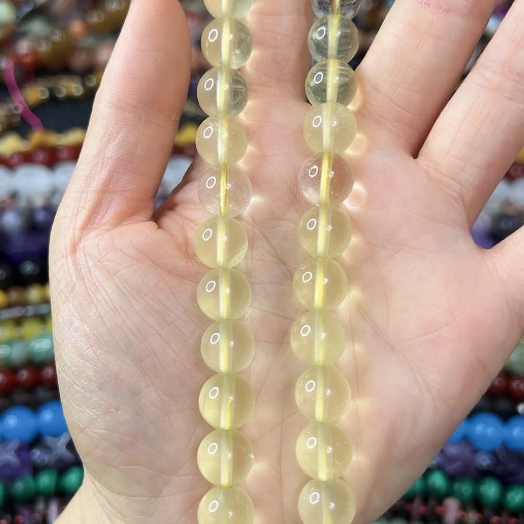 玛瑙/玉髓未镶嵌珠宝半成品卡10高透柠檬黄水晶一条