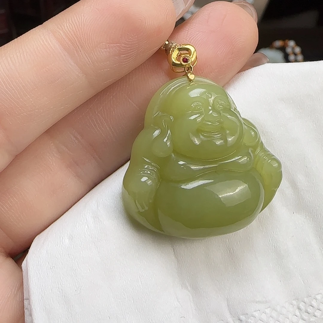 和田玉18K金镶嵌颈饰
