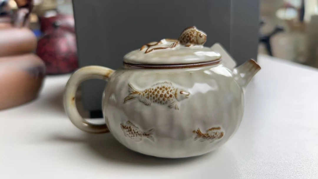 原矿老岩泥陶瓷白志野小鱼壶32