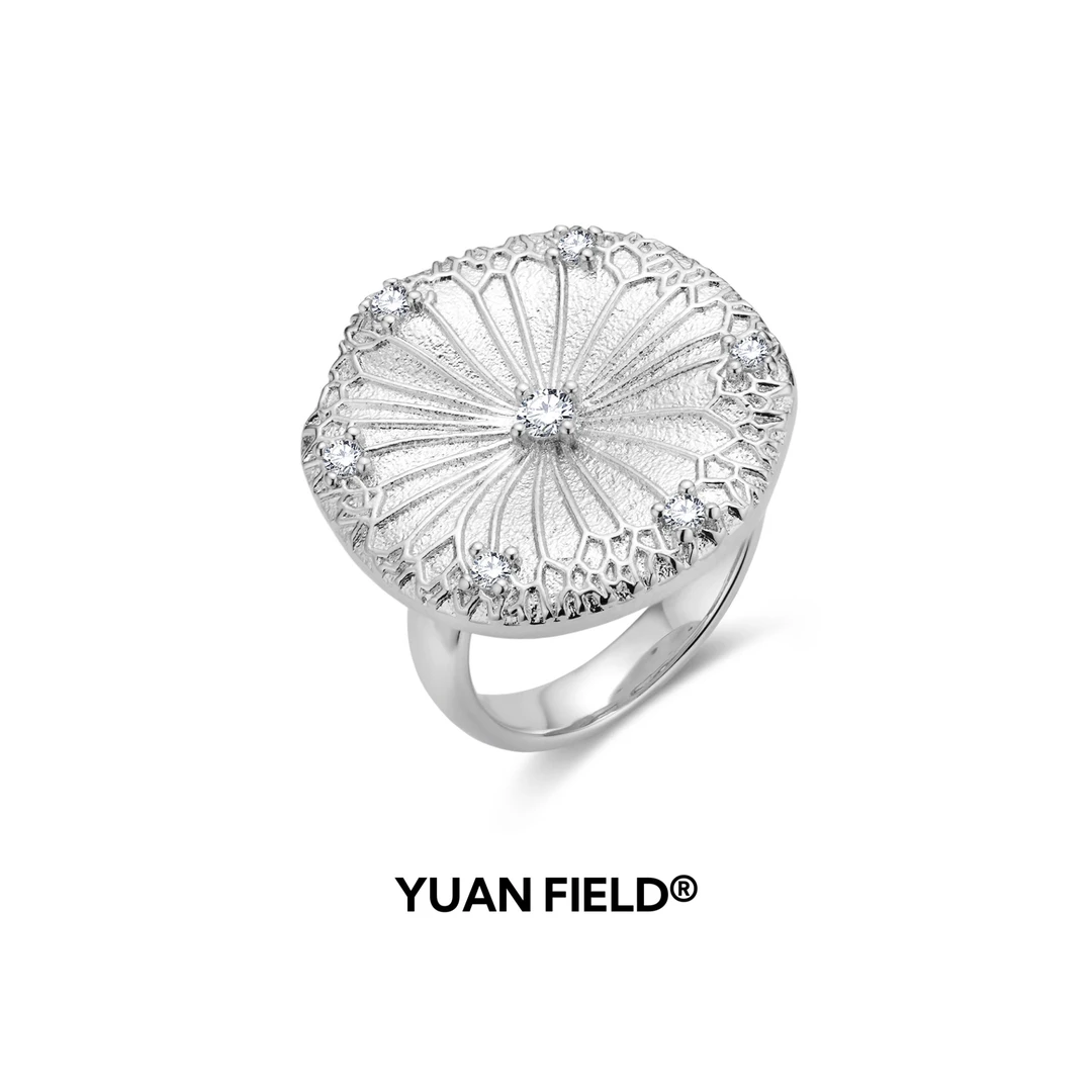 YUAN FIELD 黄铜合成锆石戒指 生长系列 穿心草戒指 肌理感清冷