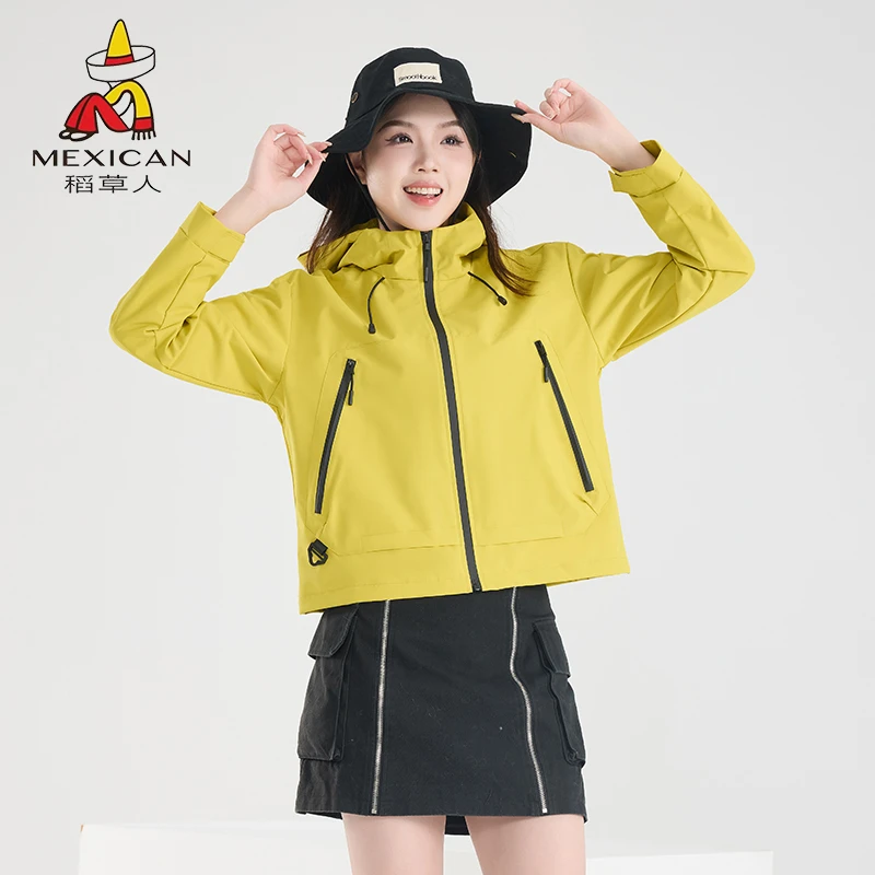 Mexican/稻草人时尚洋气连帽宽松外套小个子别致独特显瘦休闲上衣