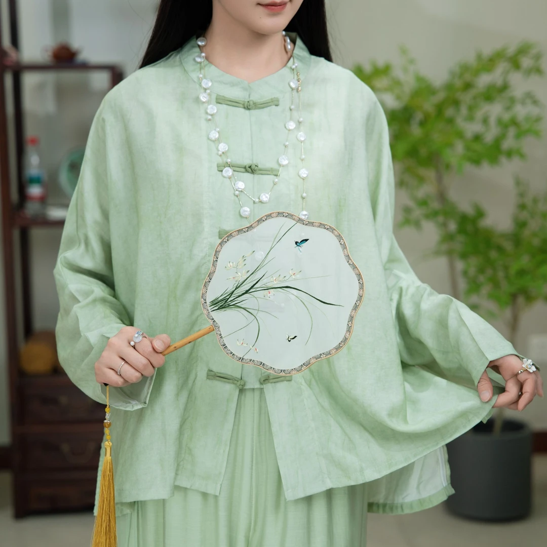 【墨澜专属】新中式女装新款盘扣纯色上衣25211