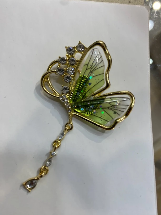 铜合金合成锆石胸针 绿色蝴蝶99