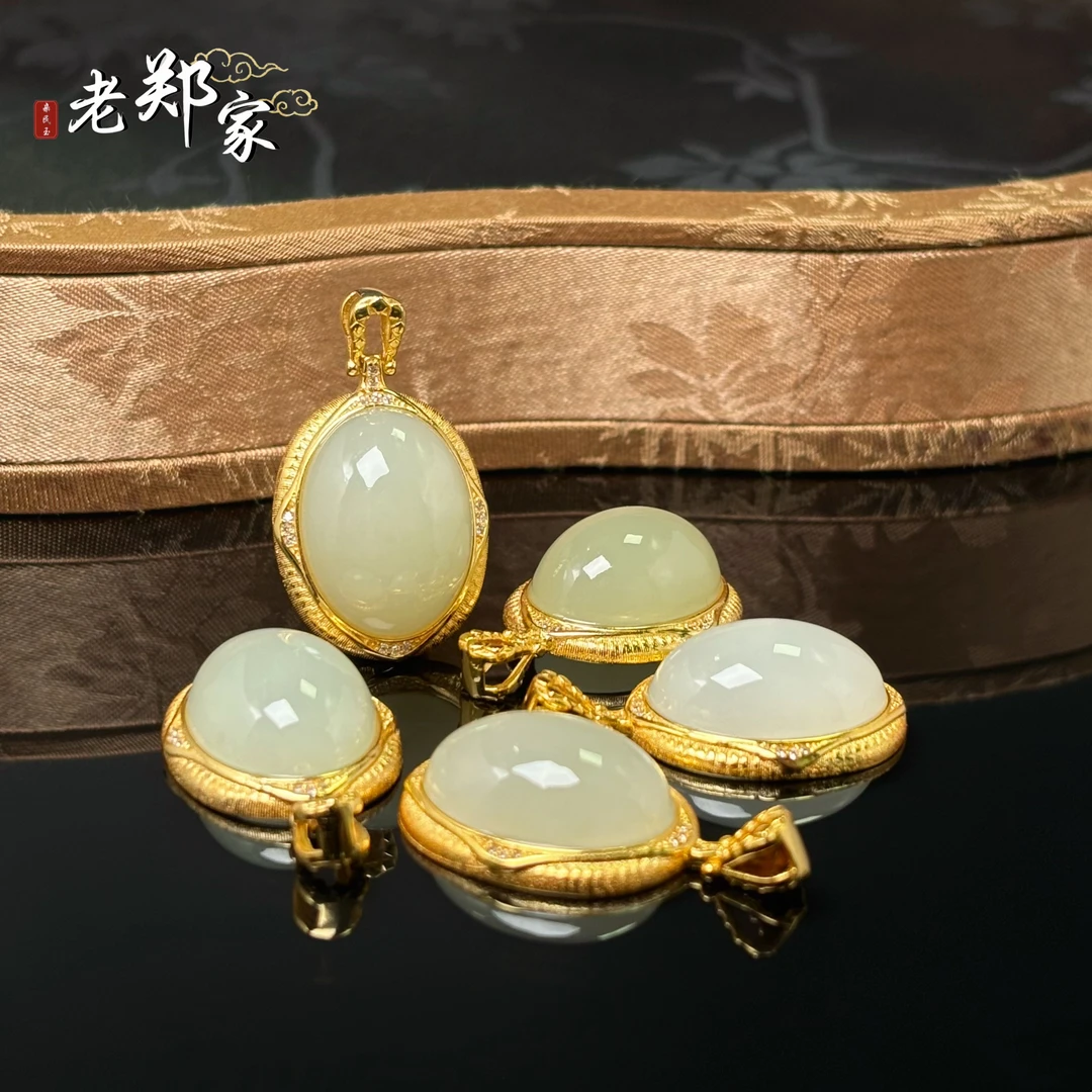 【老郑家】925银镶和田玉蛋面吊坠 3204 (多样性发一件)约20*15*8