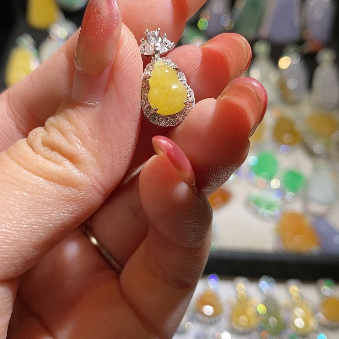 翡翠银S925镶嵌颈饰天然翡翠