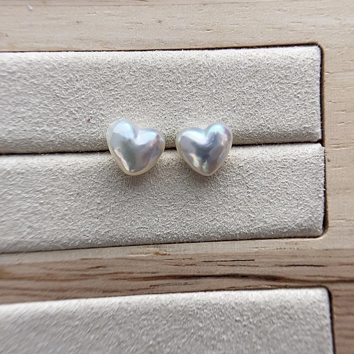 海水珍珠颈饰18K金镶嵌18金爱心akoya耳钉