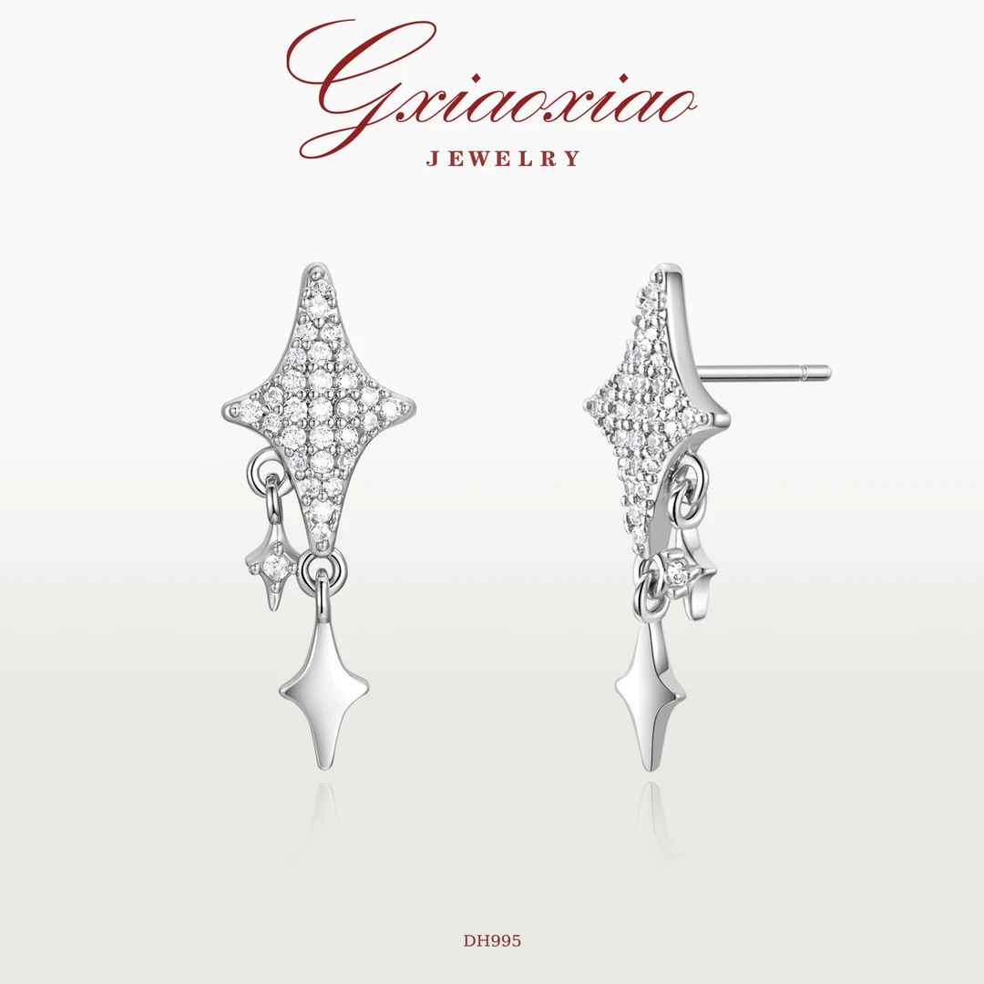 G XIAOXIAO 镀K金 高级感满镶星星耳环 DH995