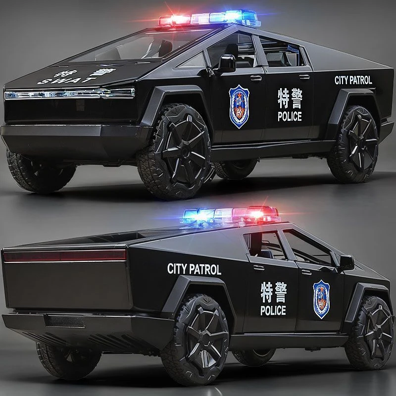 合金特斯拉车模皮卡车回力开门儿童网红玩具车小汽车模型礼物收藏