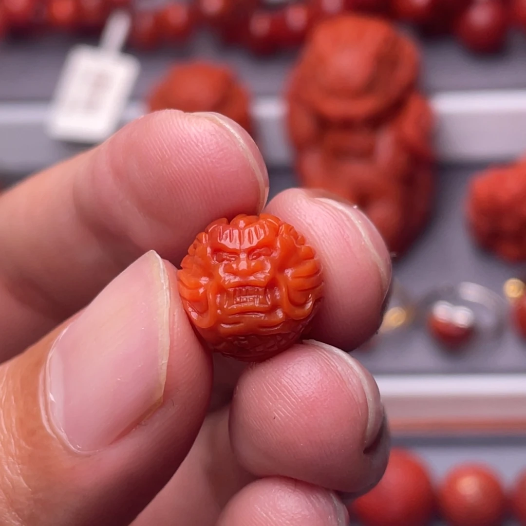 _***南红玛瑙南红玉石手串配饰未镶嵌13mm瓦西柿子红龙珠