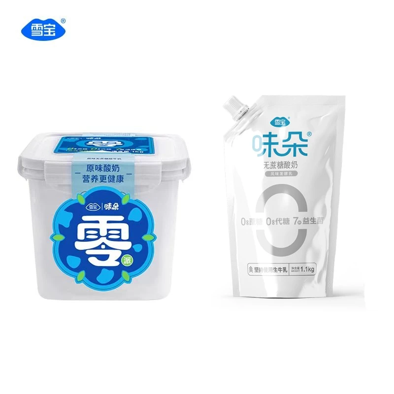 雪宝味朵0蔗糖0代糖0乳糖1桶1kg+1袋1.1kg低温酸牛奶【达人】wqm