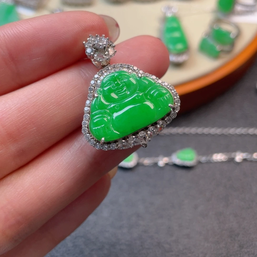 翡翠吊坠(不含链)银S925镶嵌