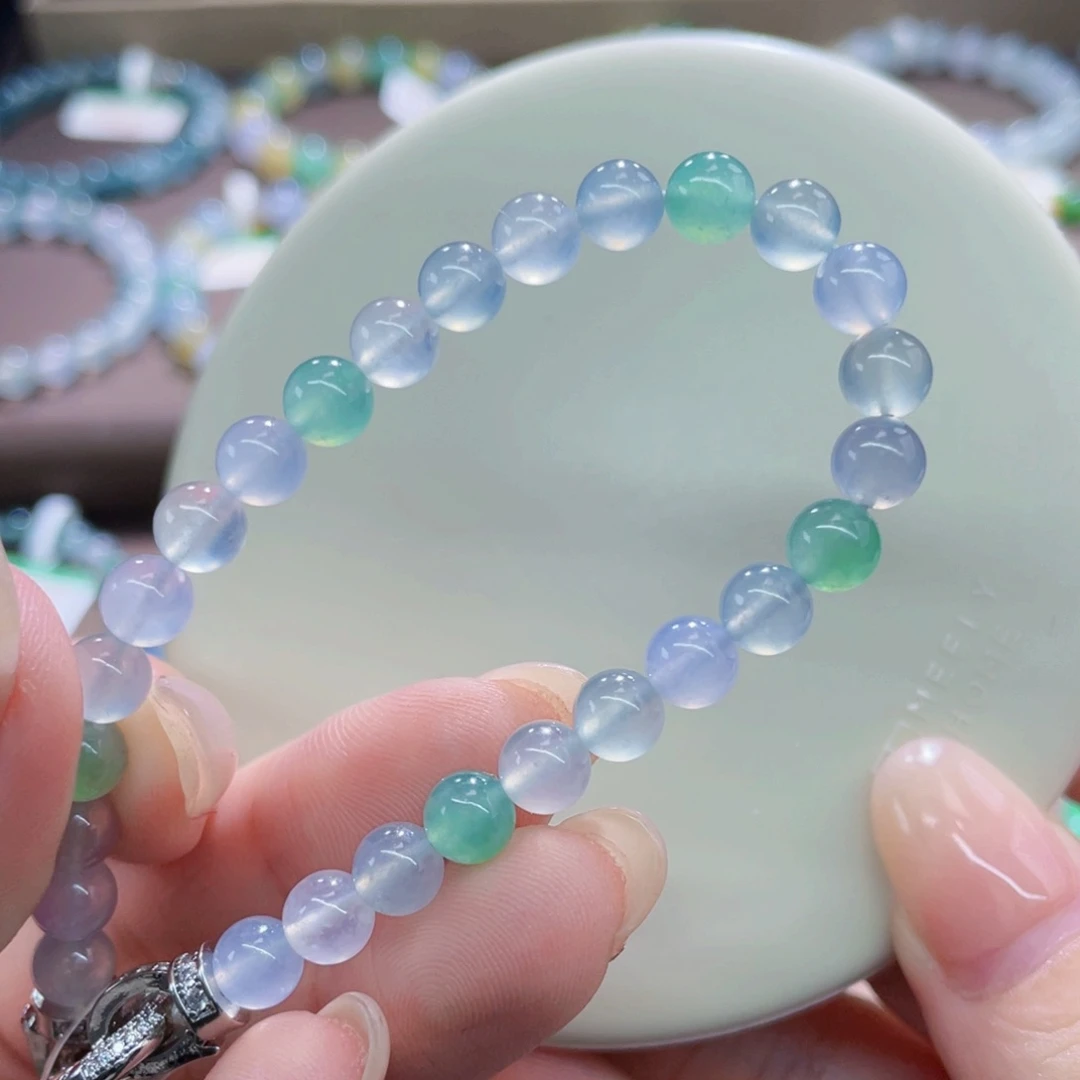 未镶嵌手链翡翠高冰起钢幻彩卡6