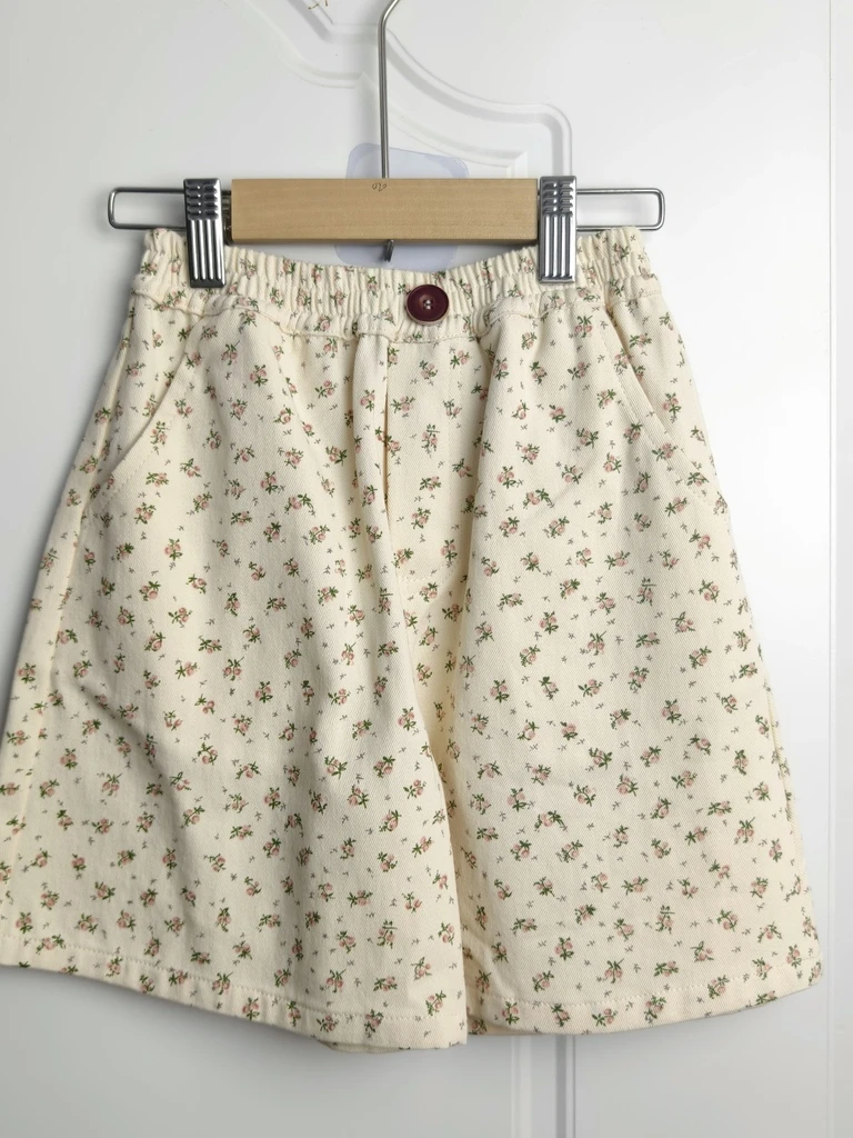 女童牛仔碎花短裤印花夏季韩版新款洋气女宝宝裤子童装儿童时尚