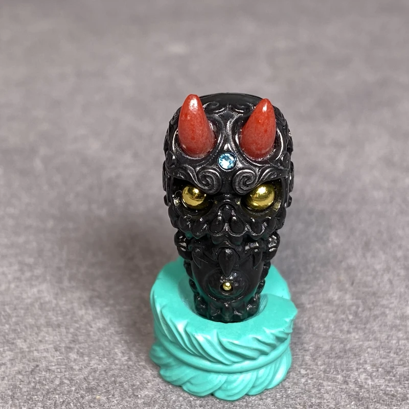 14112双角黑阿呆三通12mm镶嵌配星月猴头单颗文玩配饰