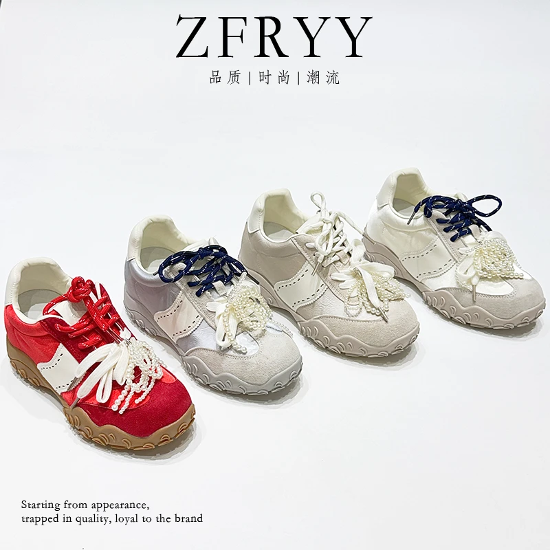 2025新款7公分夏季内增高鸳鸯鞋带运动休闲鞋软底德训鞋女2025-2