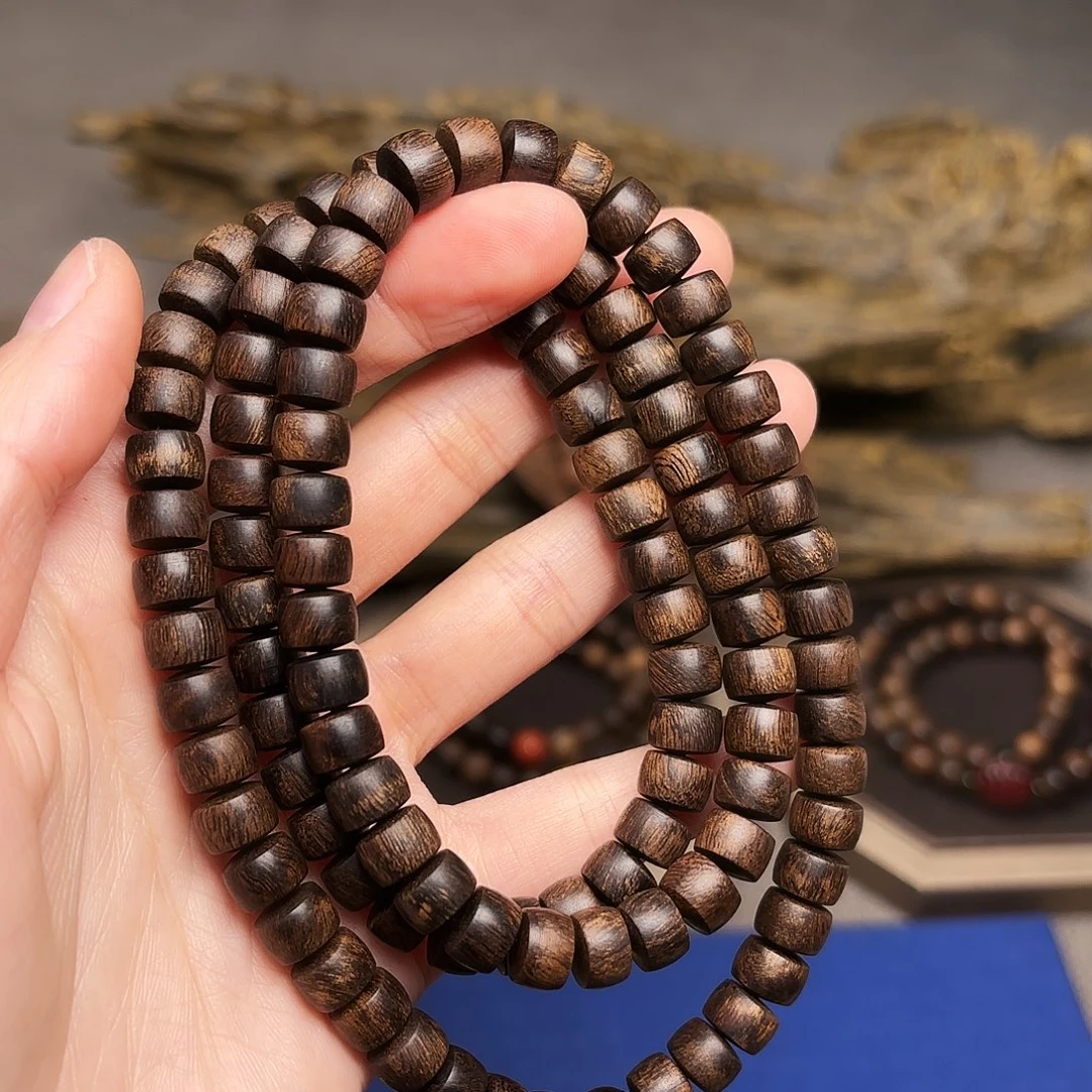 沉香手串越南富森红土玉化瘤疤0.6×0.8×108