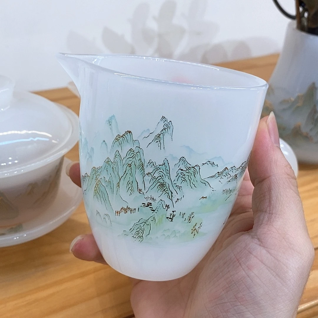 琉璃手工艺品千里江山公道杯