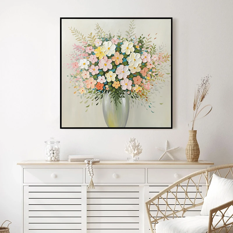 繁花似锦油画装饰画现代轻奢简约客厅沙发背景餐厅挂画玄关画