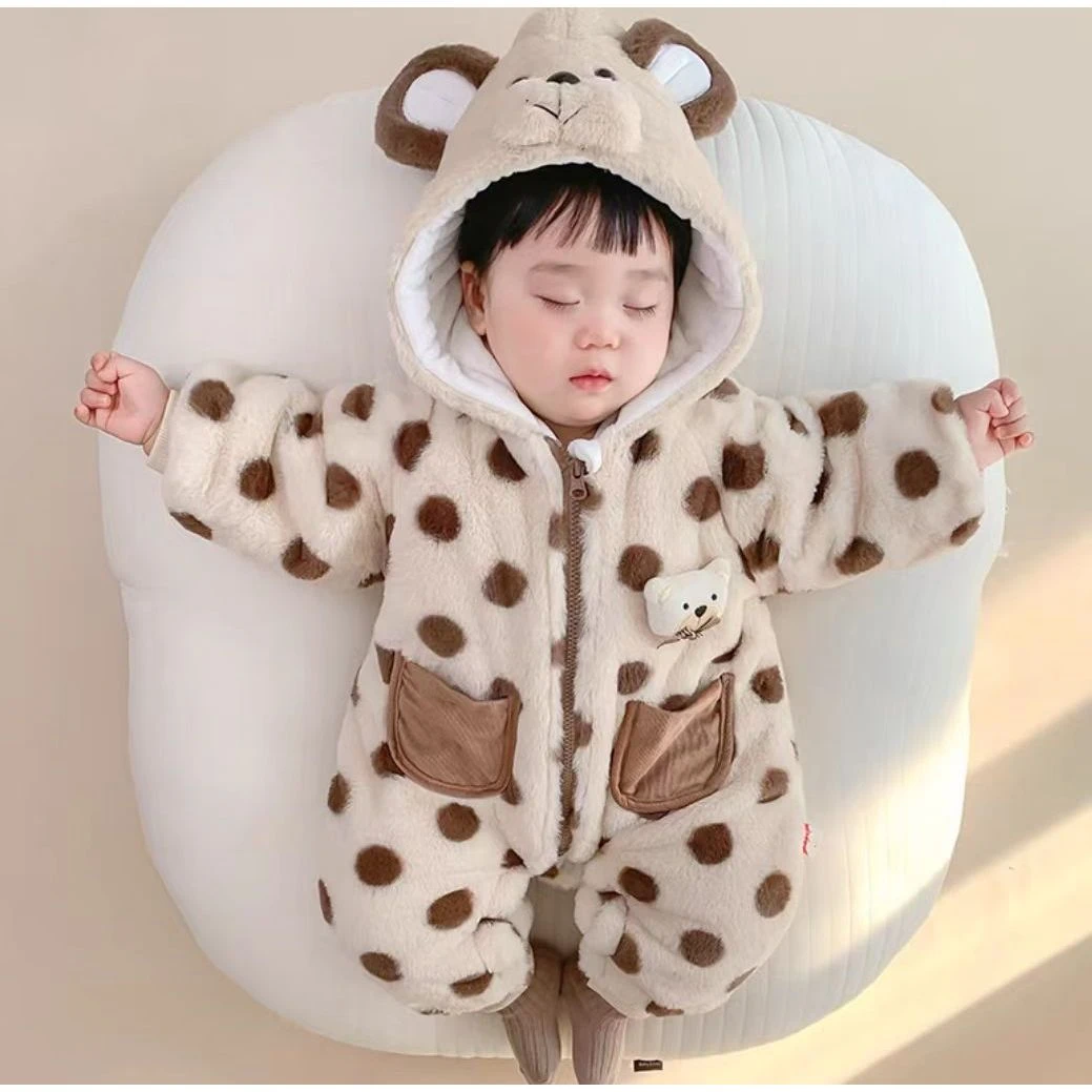 可爱斑点熊厚棉哈衣