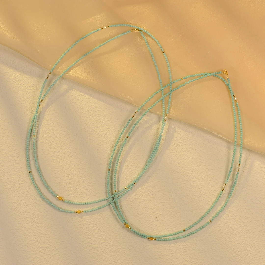 【杨仙仙珠宝】18k厚金镶嵌绿松石多宝项链-多样性发其一A1340