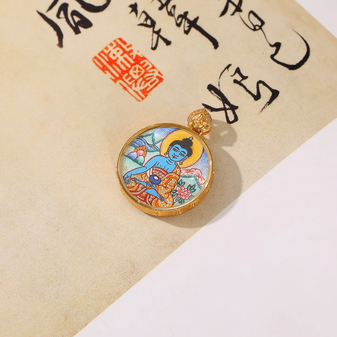 一了个卜药师佛纯手绘唐卡