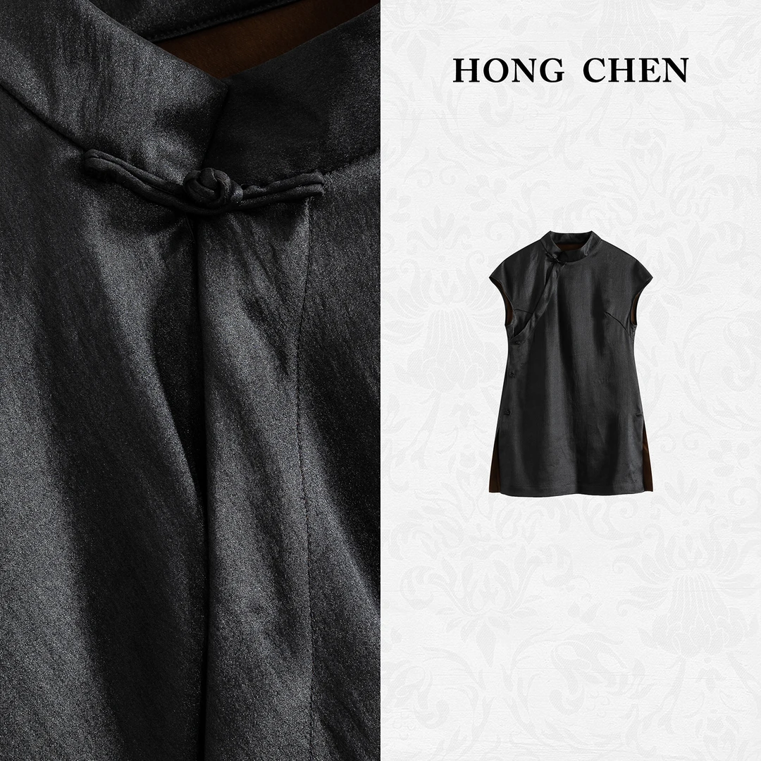 【虹辰·少奶奶香云纱】高端显瘦时尚气质高级桑蚕丝优雅上衣-HC1396