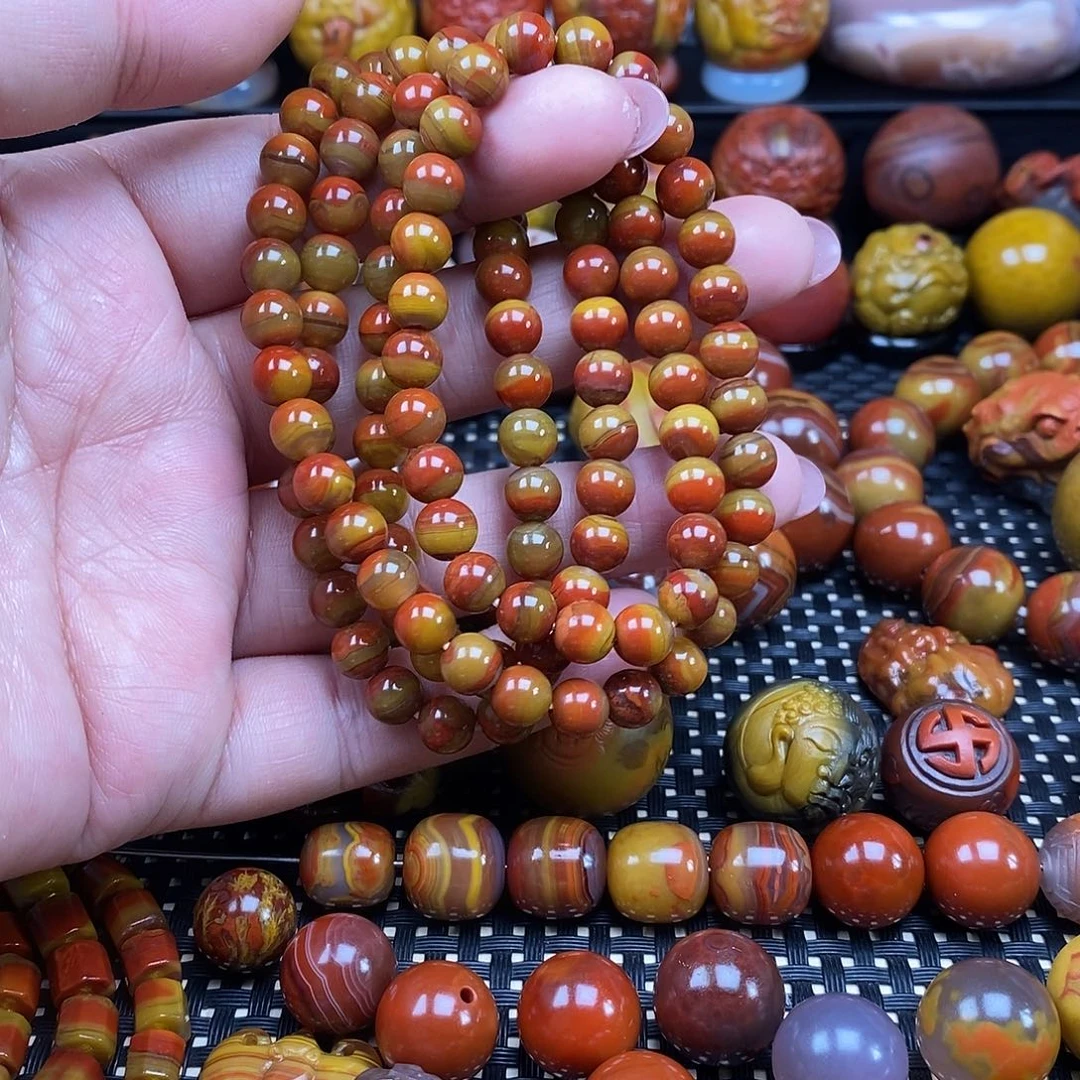 玛瑙/玉髓未镶嵌战国红玛瑙108粒