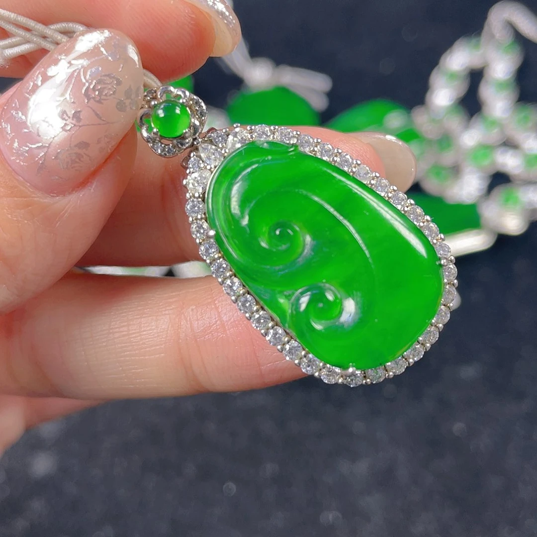 翡翠吊坠(不含链)银S925镶嵌