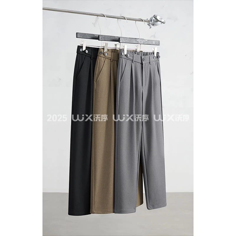 【高密定织斜纹混纺】25春夏那不勒斯调节直筒微宽松显腿长休闲裤男