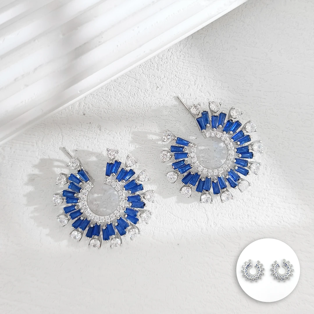 铜合金合成锆石耳饰 WHLM-005488【篇章蓝梦】耳饰精致简约百搭