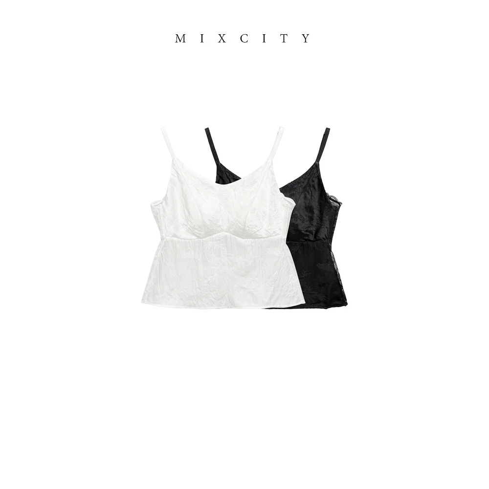 【亚楠本楠】国风背心◆国风缎面提花醋酸面料乳胶罩杯吊带背心8421