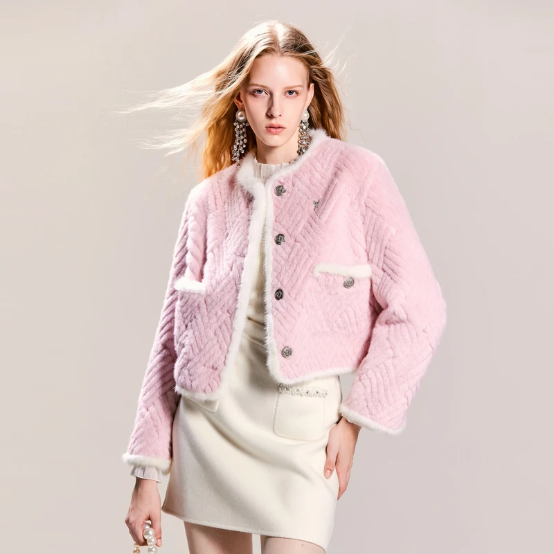 missCOCOON女质感气质加厚粉色女外套0071