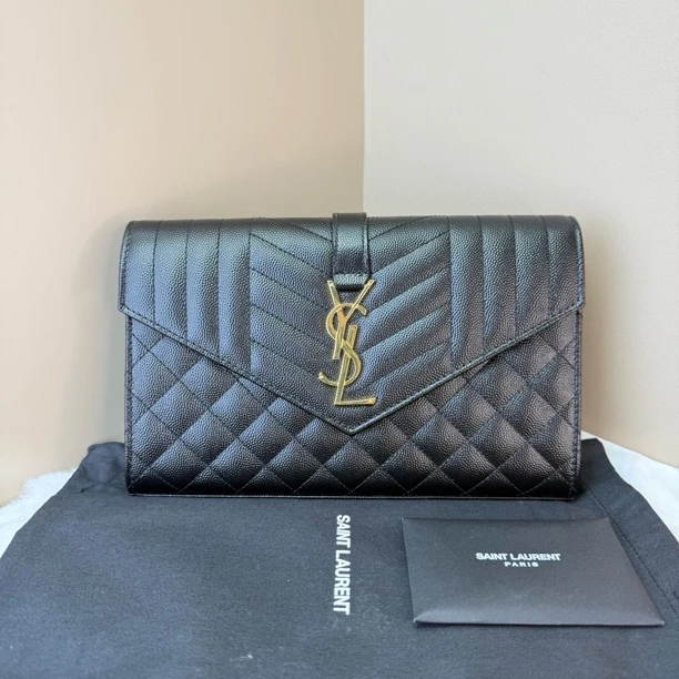 99新 YSL/圣罗兰 YSL Envelope信封包黑金woc新款经典单肩斜挎