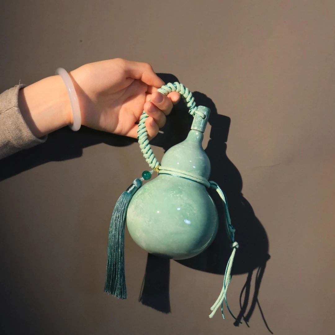 【 ~烟芜~】烤瓷款精品天然热水酒葫芦容量300ml左右~一物一拍