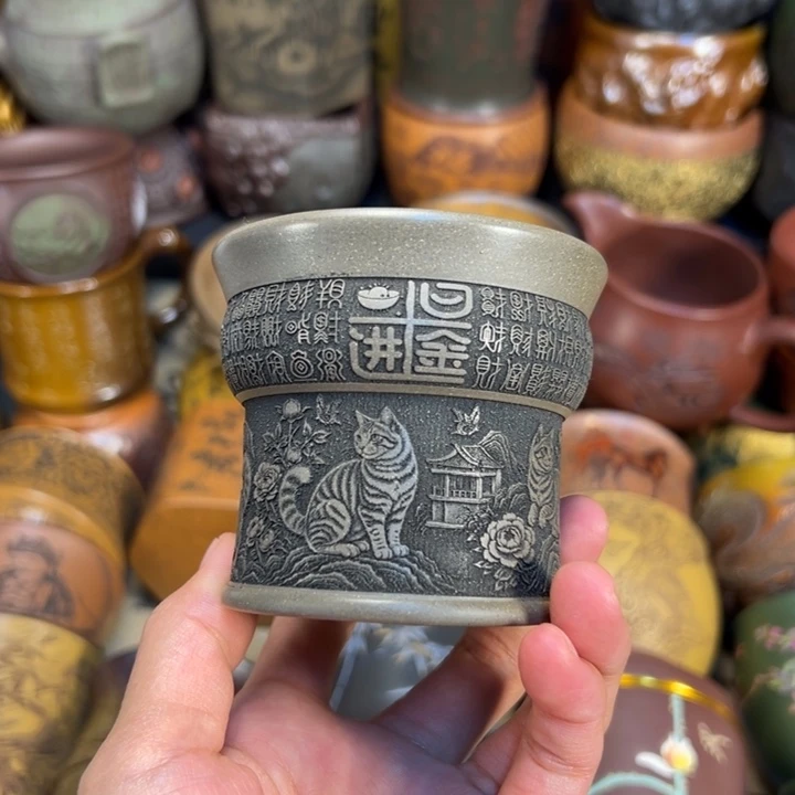 海***水茶杯紫砂宜兴紫砂杯子