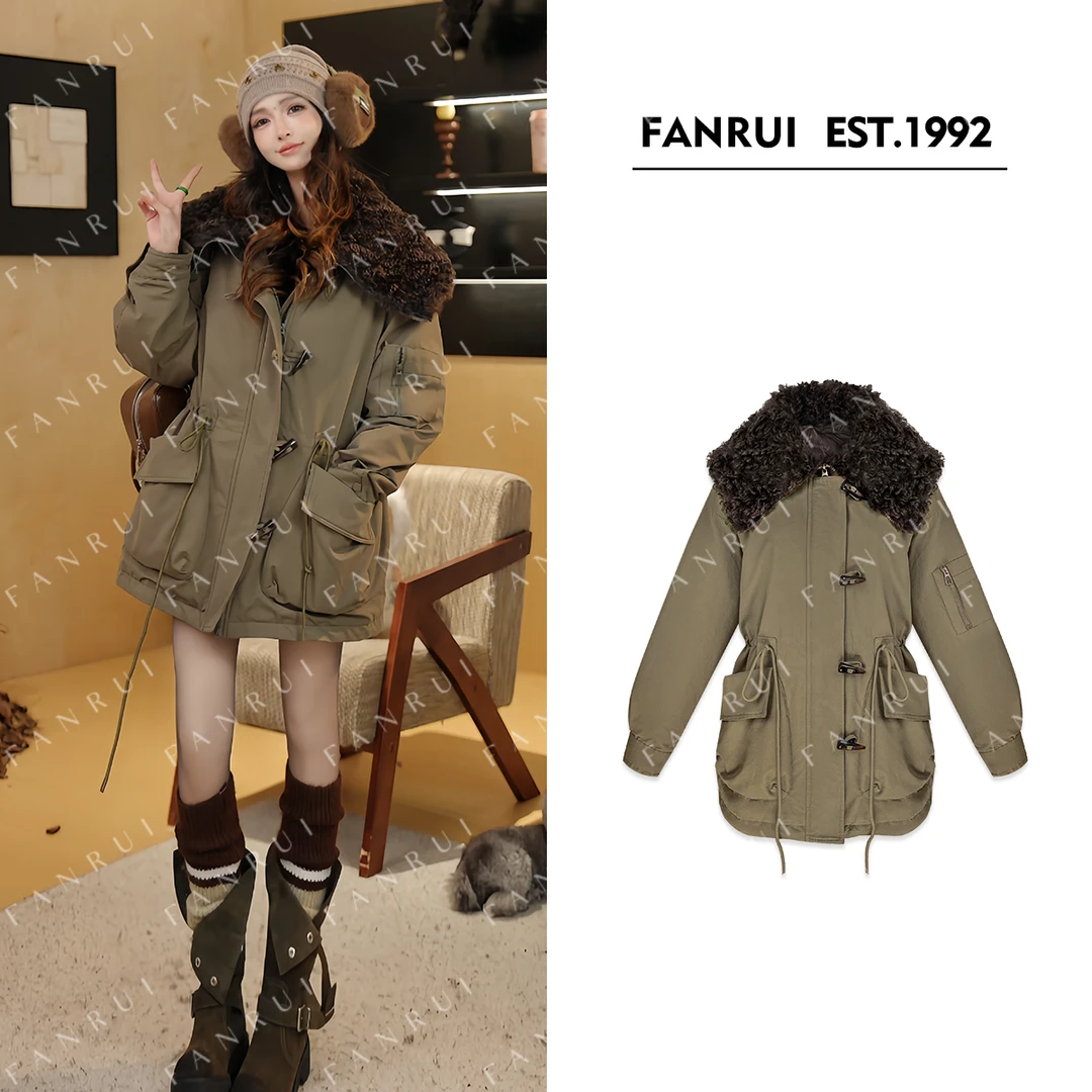 FANRUI/泛芮「工装雾霭」派克服冲锋防寒保暖羊毛拼接羽绒服B19337