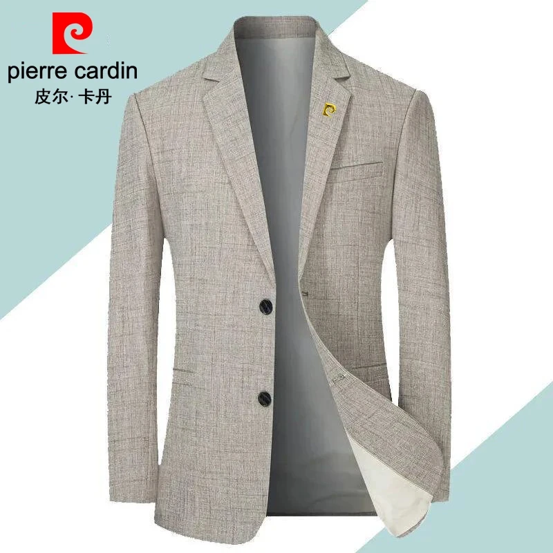 皮尔卡丹小西装男春秋薄款中青年商务休闲西服上衣外套韩版帅气潮