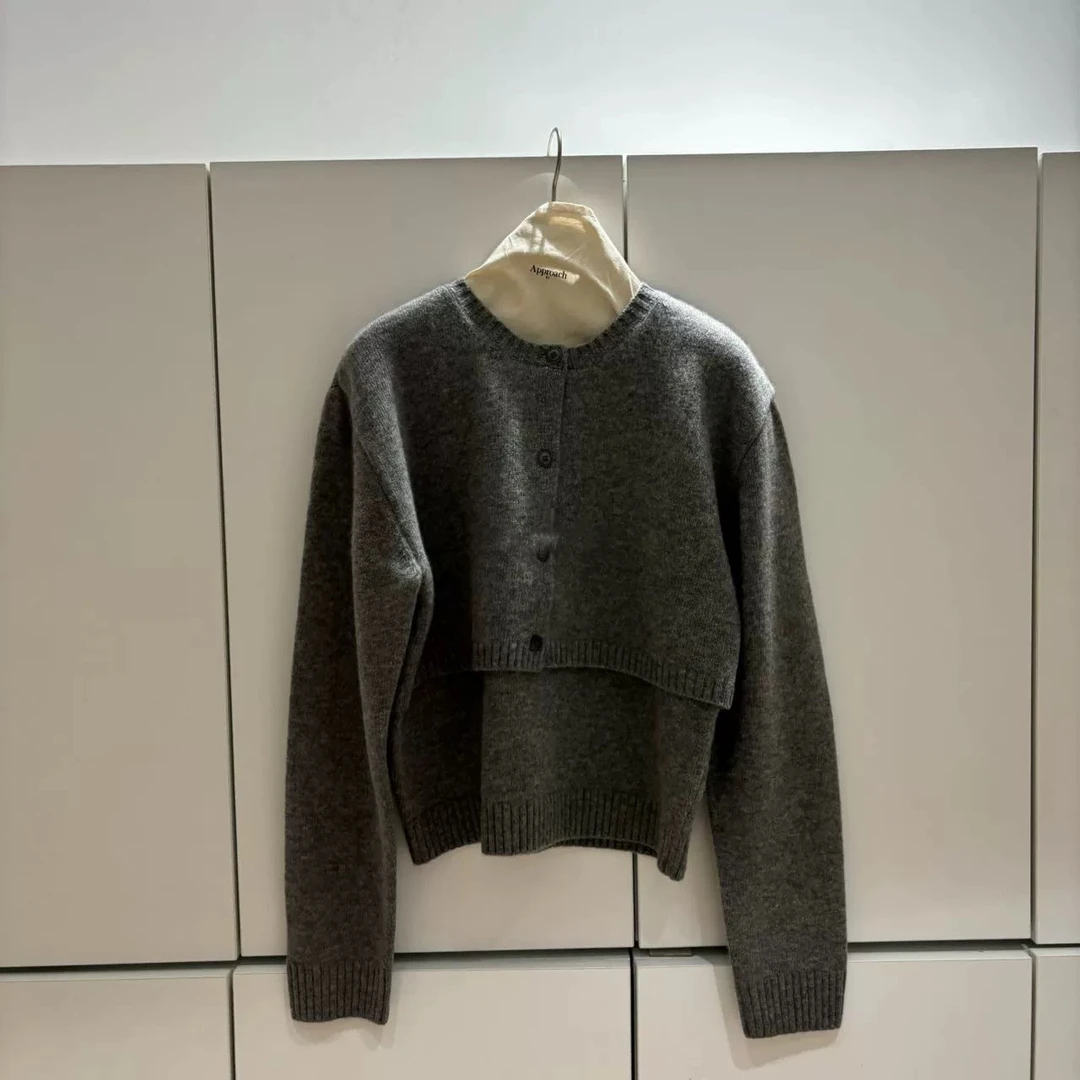 APPROACH0.1 2024冬季新款 韩国东大门代购 纯色毛衣开衫女