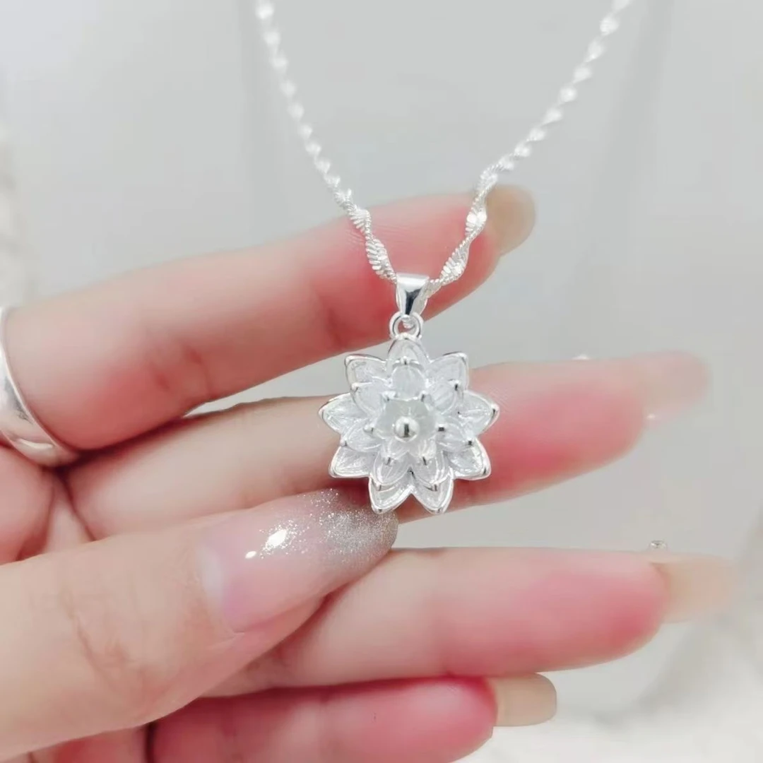 纯手工艺银手链 高端大气轻奢款 莲花大花吊坠068