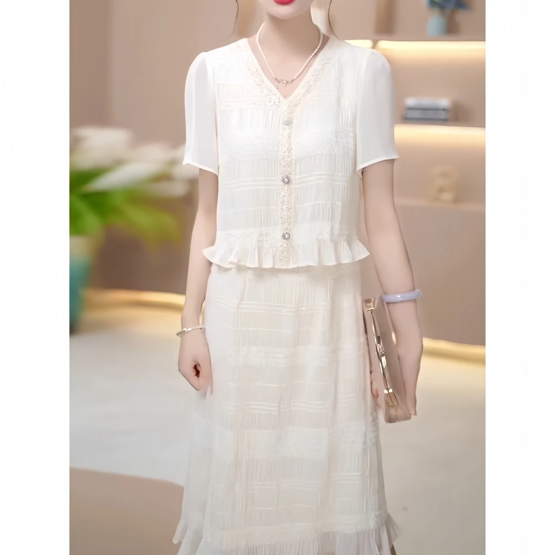 【十三行爆款好物】高腰连衣裙2025新款女夏季气质轻奢假两件裙子