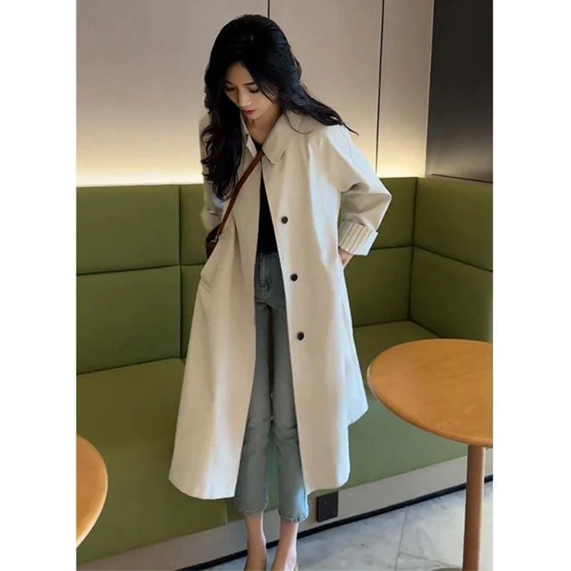 香朵儿洋气慵懒英伦风风衣外套女2025春秋新款松弛宽松中长款上衣