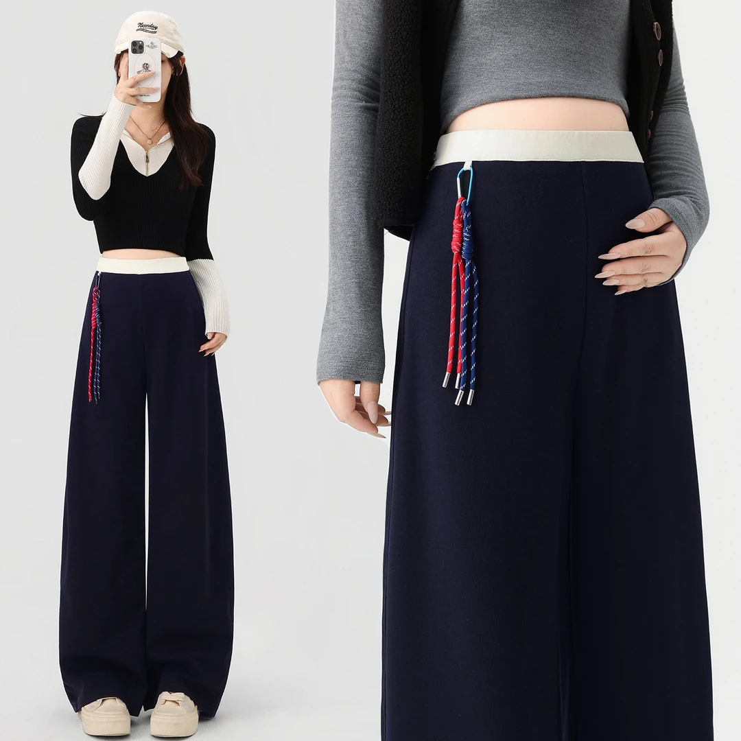 孕妇裤子春秋季外穿2025新款孕期不勒肚子休闲阔腿裤长裤秋冬装女