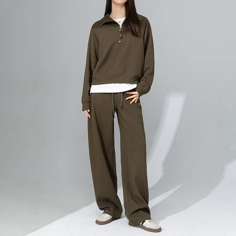 高品质慵懒风卫衣套装女春新款宽松显瘦松弛感休闲立领卫衣弯刀裤