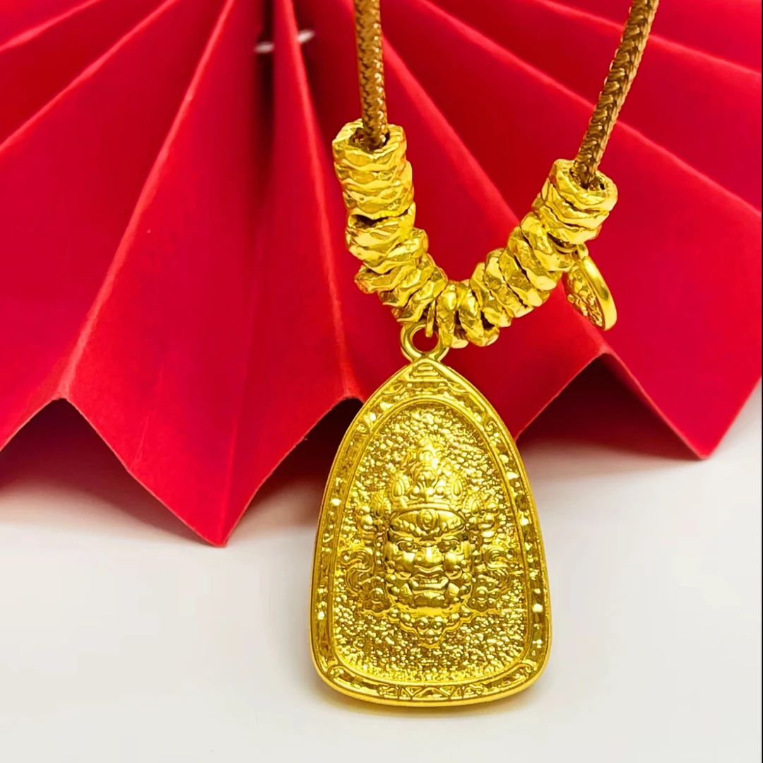 老庙黄金足金三角黄财神吊坠百搭精致轻奢七夕情人节国庆中秋礼物