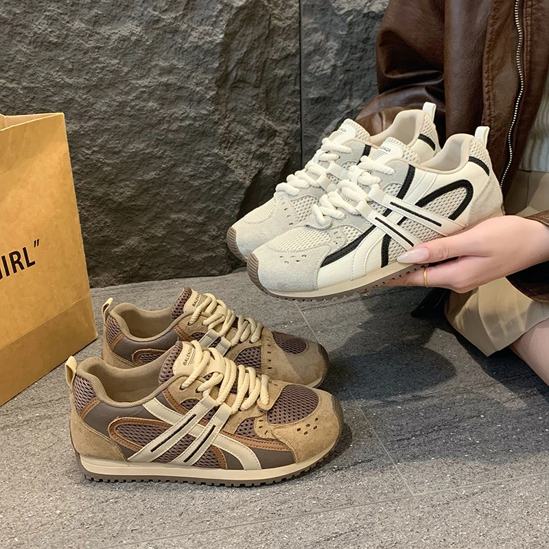 秋季新款厚底复古女士德训鞋学生舒适轻便运动潮鞋透气百搭阿甘鞋