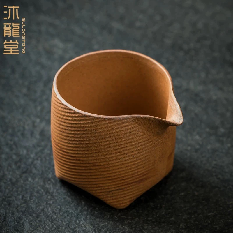 陶瓷原矿老岩泥公道杯茶海分茶器四角功夫茶具复古无釉匀杯复古风